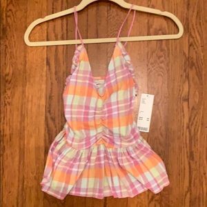 Urban Outfitters Plaid Peplum Tank